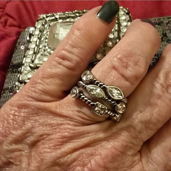 STACKABLE BEZEL SET CZS IN STAINLESS STEEL - Picture 1 of 8